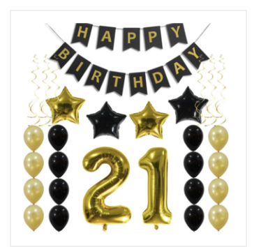 21st Birthday Balloon Decorating Kit - Gold & Black