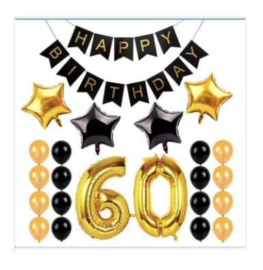 60th Birthday Balloon Decorating Kit - Gold & Black