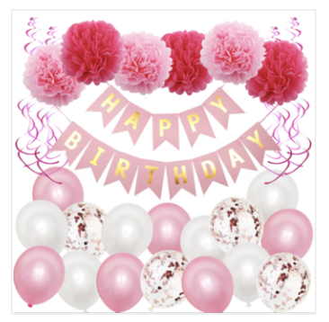 Girls Pink Birthday Balloon & Decorating Kit