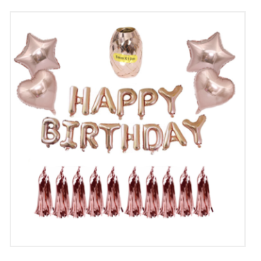Happy Birthday Kit with Tassels - Rose Gold
