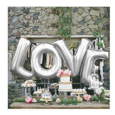 Giant 100cm tall - Silver LOVE Balloon