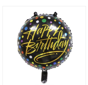 Foil Happy Birthday Black Balloon - 45cm