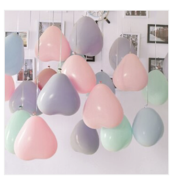 10pcs - 25cm (10") Pastel Heart Balloons - Mixed Colours