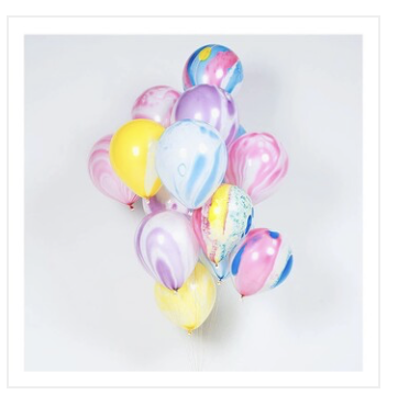 10pcs - 25cm (10") Marble/TieDie Balloon - Mixed Pack