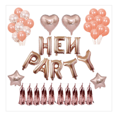 Hens Party Balloon & Tassel Pack - Rose Gold