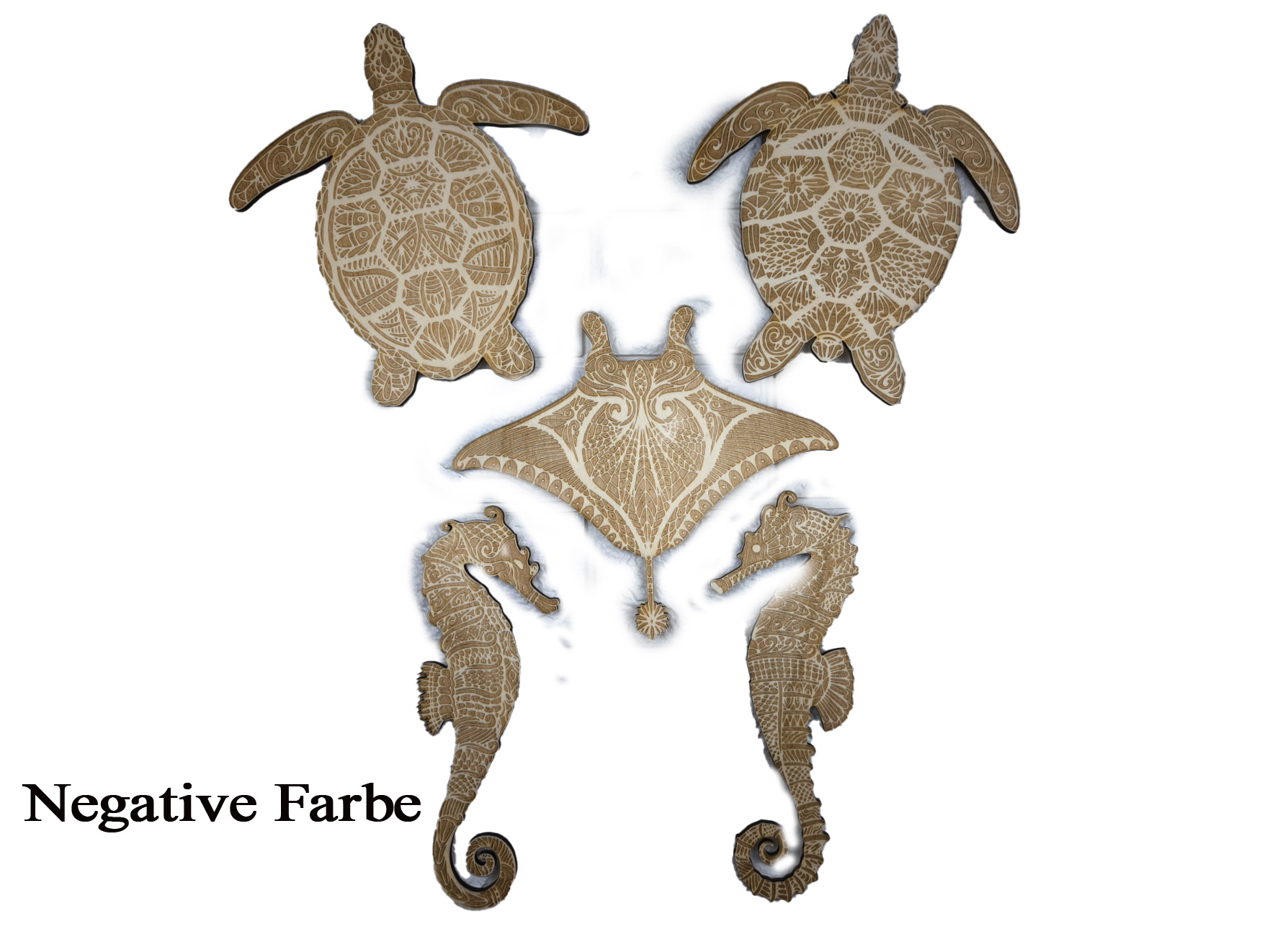 Holz-Wand-Dekor Ozean Tiere Mandala Gravur und Schnitte-verschiedene Designs