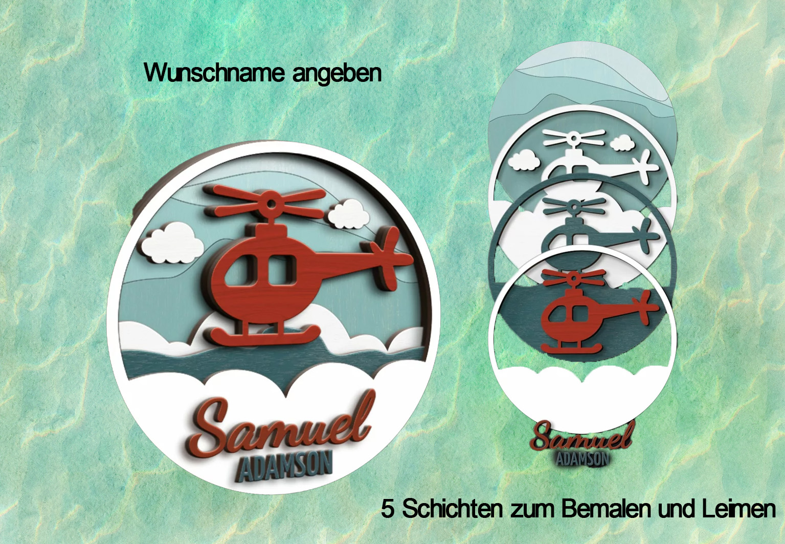 Kinderzimmer Baby Namensschild - Heli - in Einzelteilen zum selbst bemalen oder fertig bearbeitet
