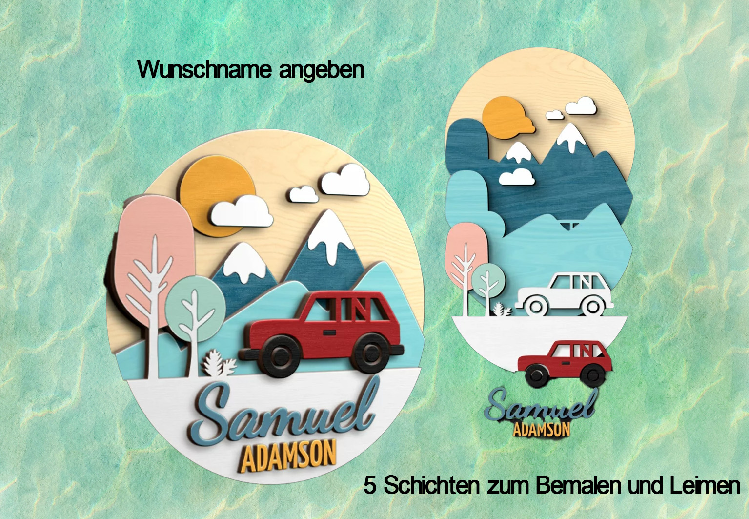 Kinderzimmer Baby Namensschild - Auto 2- in Einzelteilen zum selbst bemalen oder fertig bearbeitet
