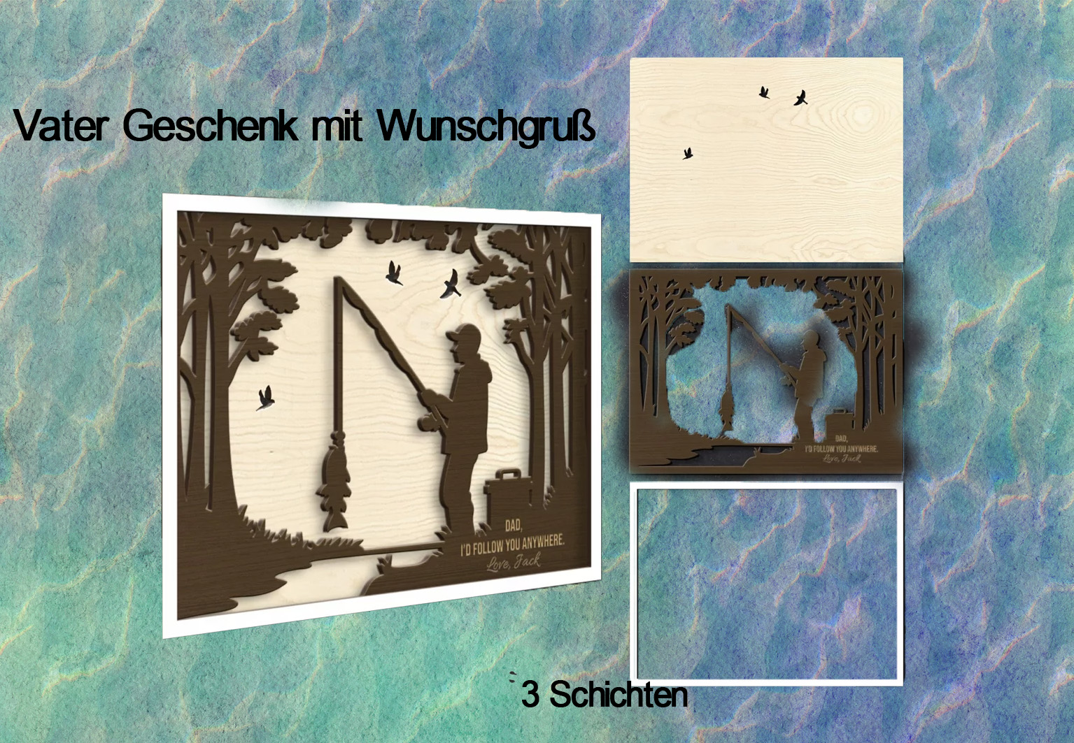 Geschenke für den Vater mit Wunschgravur Text- Vater beim Angeln