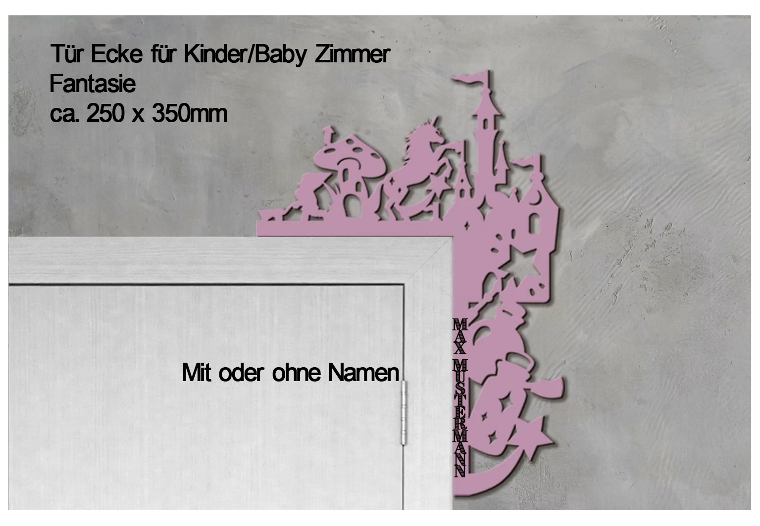 Mädchen Baby Kinderzimmer Tür Ecke Verschönerung - Fantasie, Einhorn, Schloss