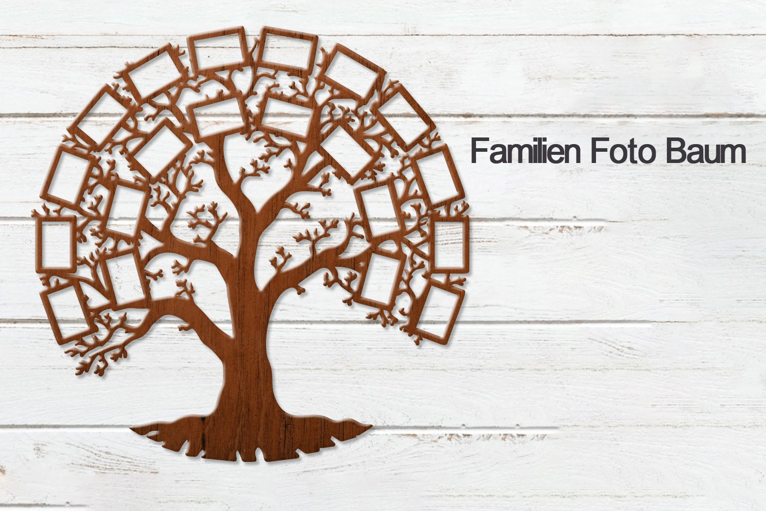 Holz-Wand-Dekor - Familien Foto Baum - Wanddekoration Natur mit Foto Fenster