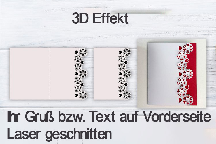 Personalisierte Grußkarten, Einladungen, Wünsche mit Pop Up 3D Effekt - Herzen, Schmetterlinge, Blumen