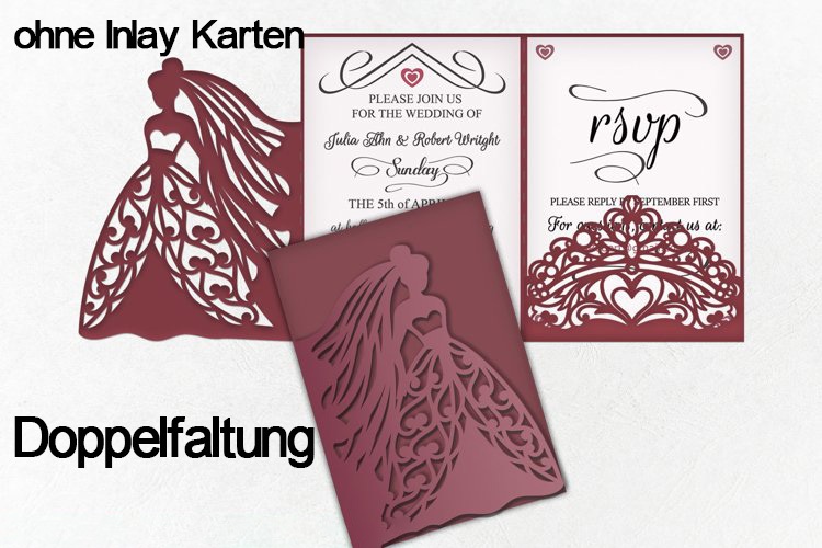 Doppelfaltung  Heirat, Hochzeit Grußkarten, Einladungskarten für den schönsten Tag des Lebens