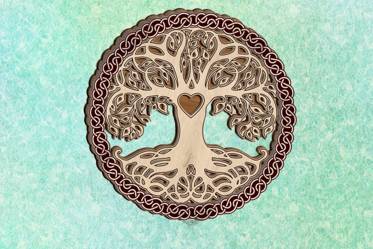 Holz-Wand-Dekor - Heart Tree of Life - Mehrschichtige Wanddekoration zum selbst bemalen und verleimen oder fertig bestellen