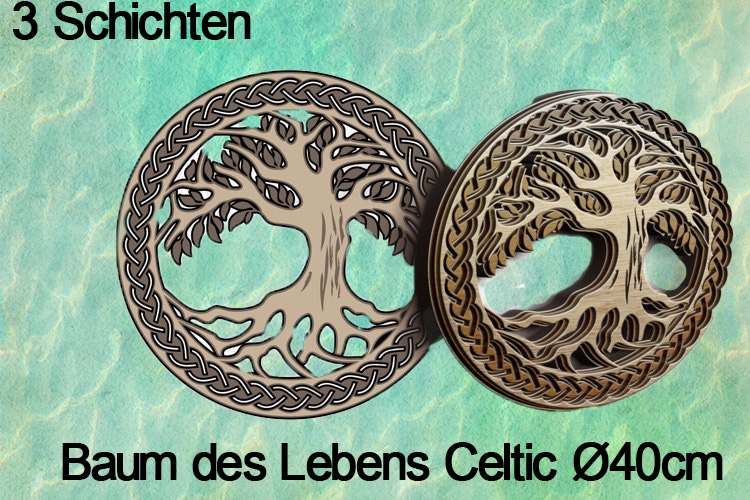 Holz-Wand-Dekor - Heart Tree of Life - Mehrschichtige Wanddekoration zum selbst bemalen und verleimen oder fertig bestellen