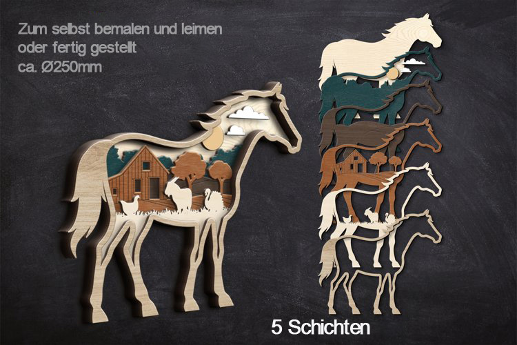 Holz-Wand-Dekor - Bauernhof - Mehrschichtige Holzschnitte zum selbst bemalen und leimen oder fertiggestellt