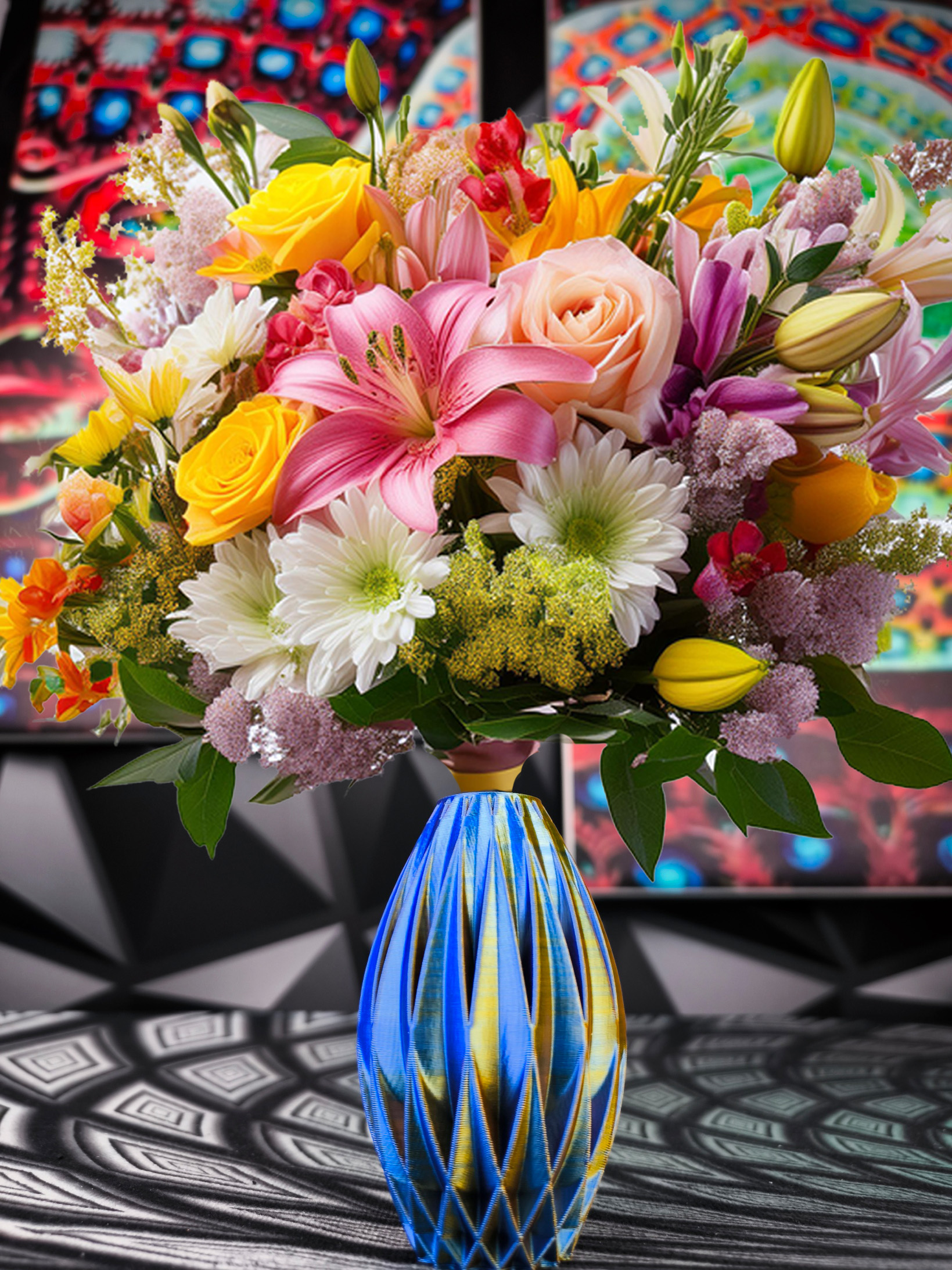 Moderne Design Vase für Trocken- und Kunstblumen in vielen Farben aus Kunststoff Kivra