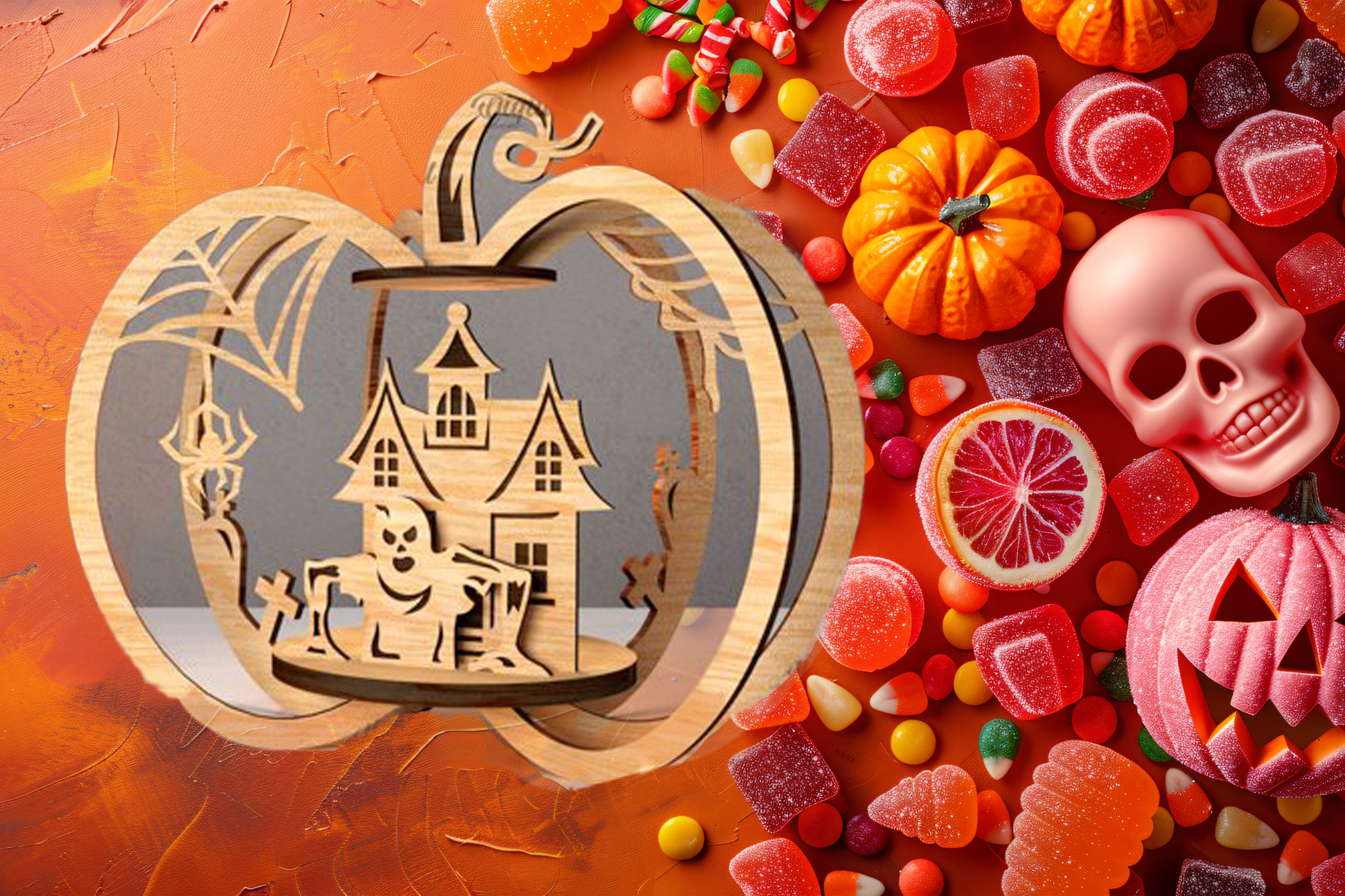 Halloween Kürbis Lichter Holzdekorationen verschiedene Motive