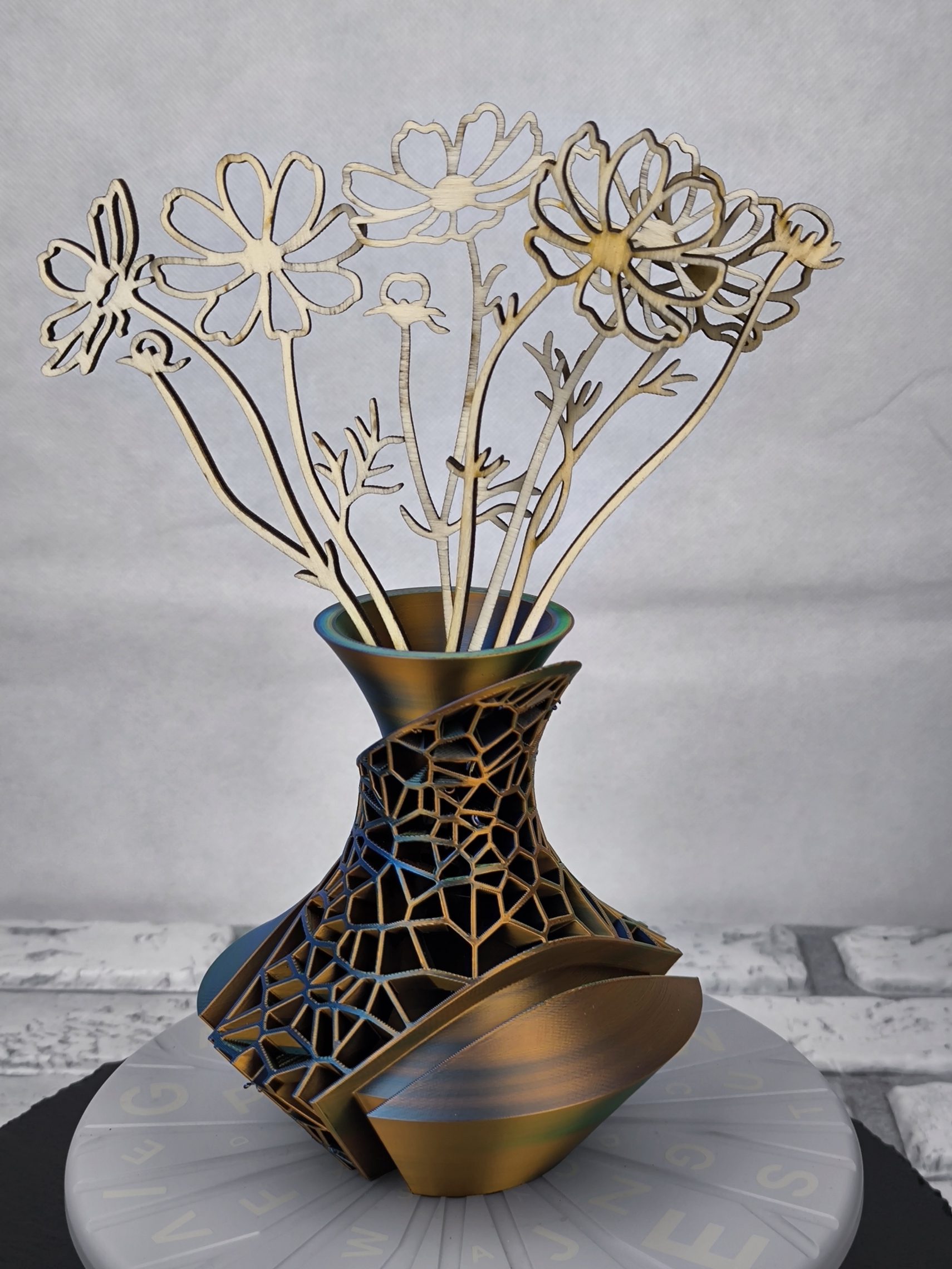 Vase Trocken- und Kunst Blumen Wunschfarbe Moderne geometrischen Design Vorivase