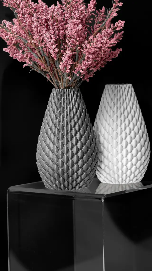 Vase Trocken- und Kunst Blumen Wunschfarbe Moderne geometrischen Design Dragonscale01