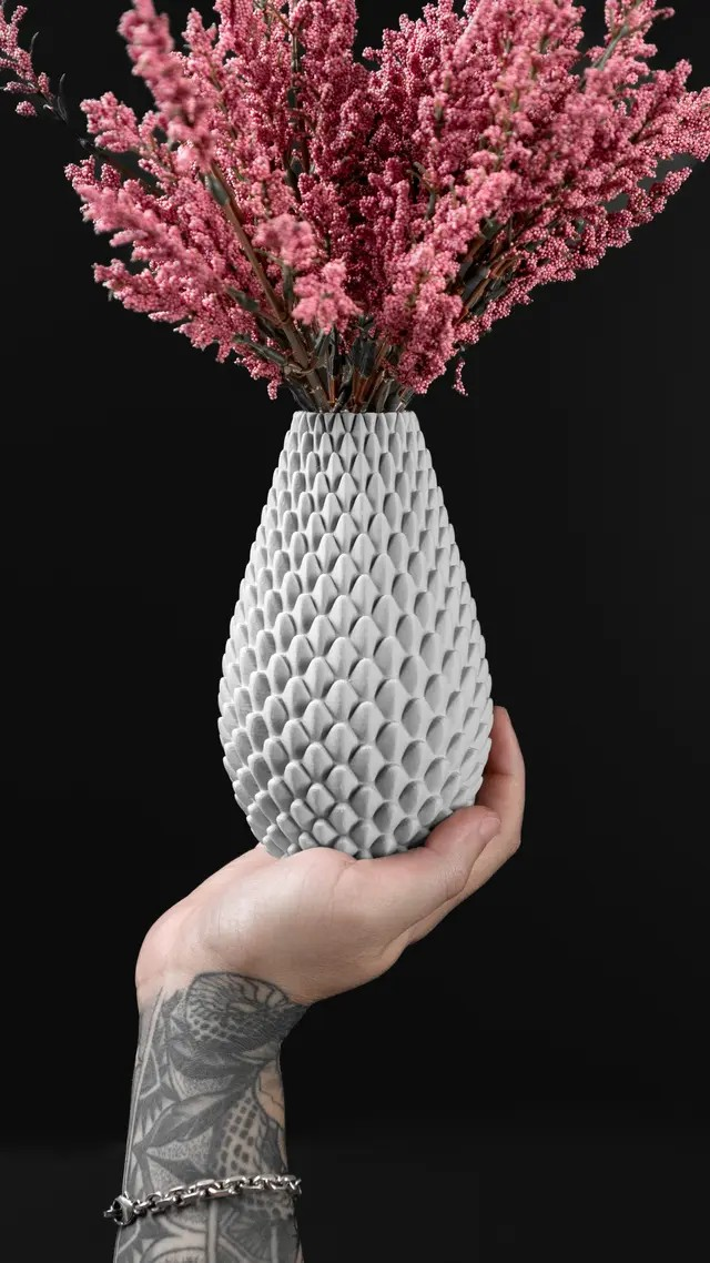 Vase Trocken- und Kunst Blumen Wunschfarbe Moderne geometrischen Design Dragonscale01