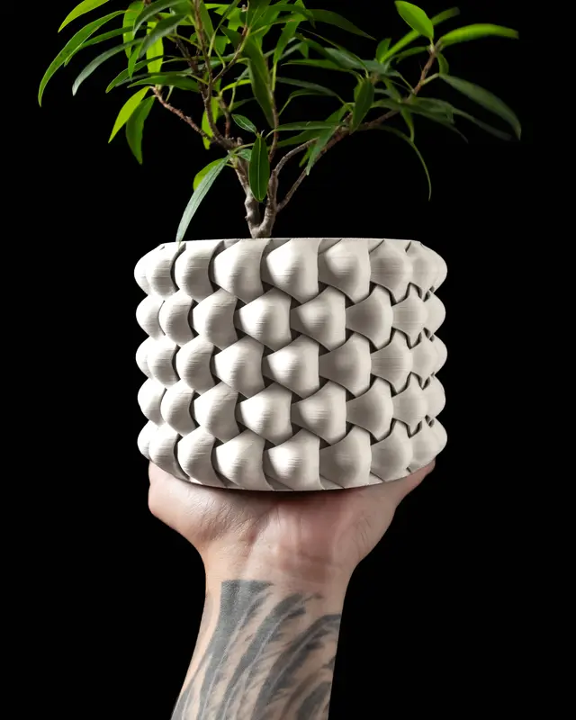 Vase Trocken- und Kunst Blumen Wunschfarbe Moderne geometrischen Design Tri-Weave Planter Pot by MODERN MACHINE