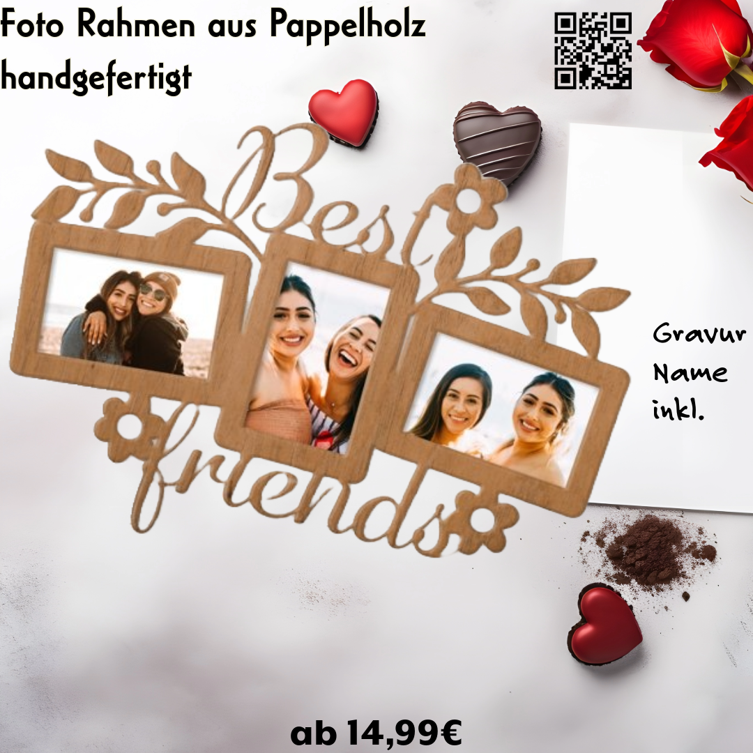 Best Friends Fotorahmen für Freunde Bekannte Verein Andenken Erinnerung, Namens Gravur inkl.