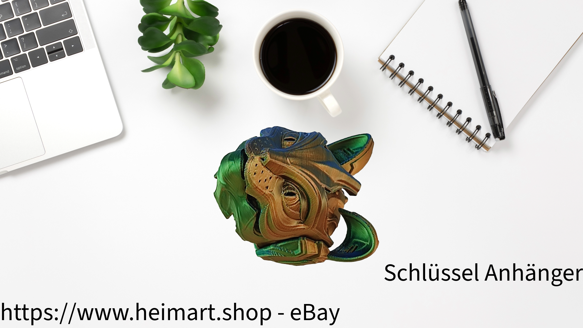 Schlüssel Anhänger - Cat Bot- mechanisch für Auto Rückspiegel , Schlüssel, Rucksack, etc. in Blau-Grün-Orange