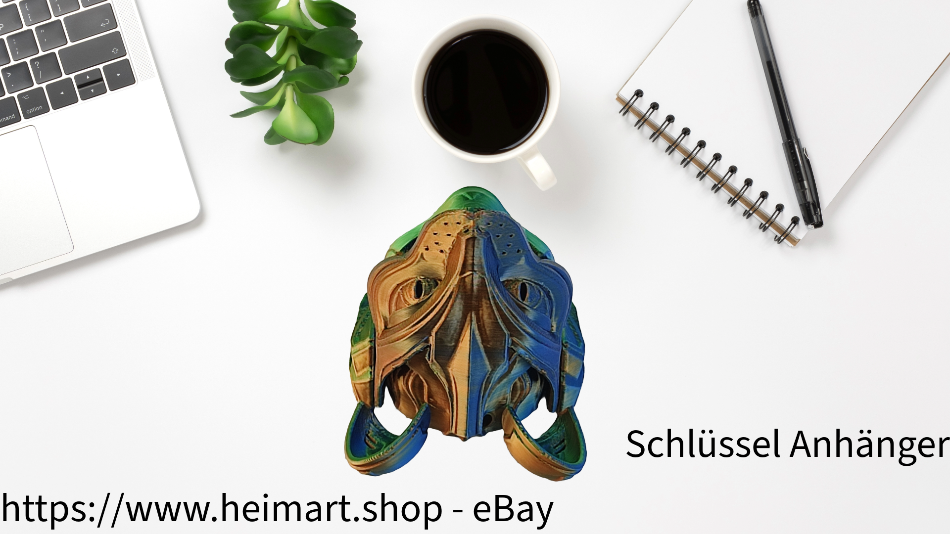 Schlüssel Anhänger - Cat Bot- mechanisch für Auto Rückspiegel , Schlüssel, Rucksack, etc. in Blau-Grün-Orange
