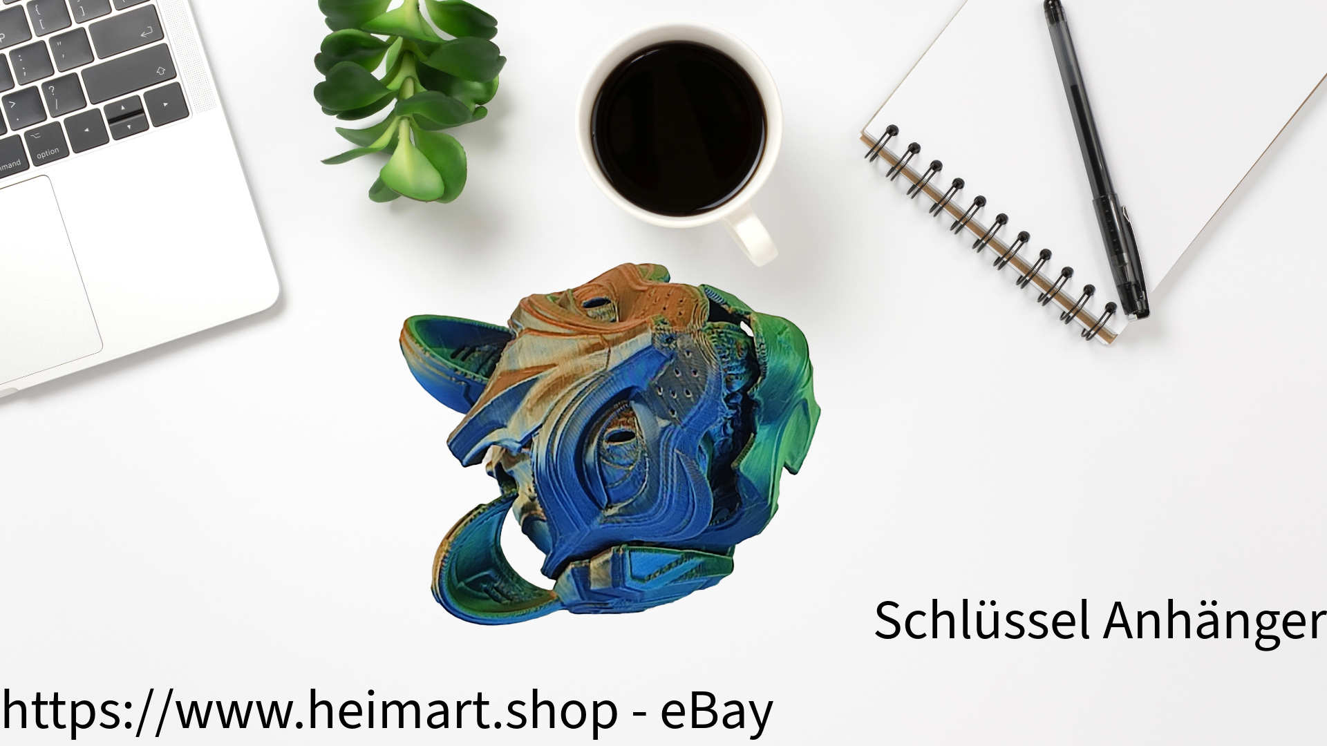 Schlüssel Anhänger - Cat Bot- mechanisch für Auto Rückspiegel , Schlüssel, Rucksack, etc. in Blau-Grün-Orange