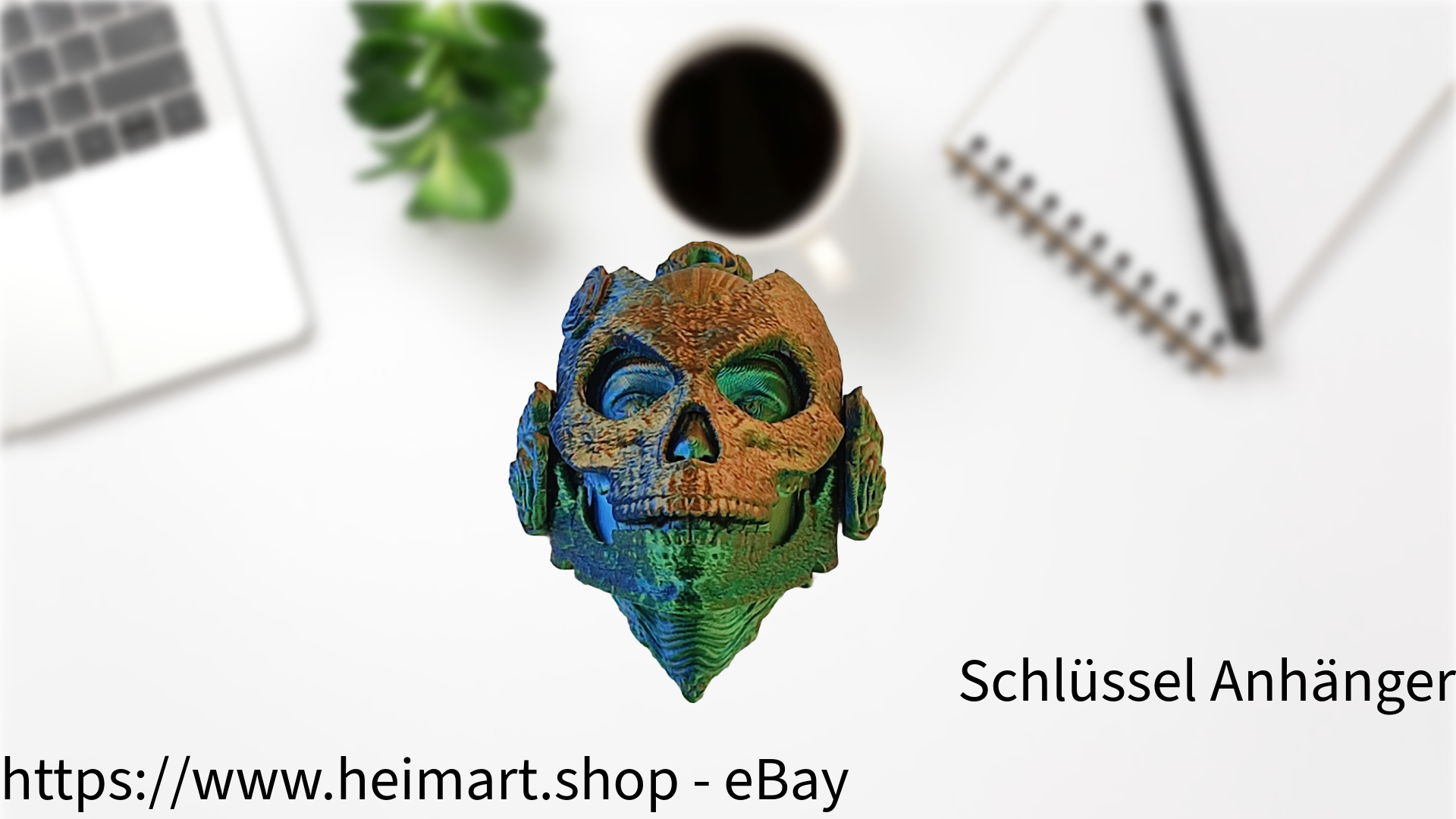 Schlüssel Anhänger - Catrina- mechanisch für Auto Rückspiegel , Schlüssel, Rucksack, etc. in Blau-Grün-Orange