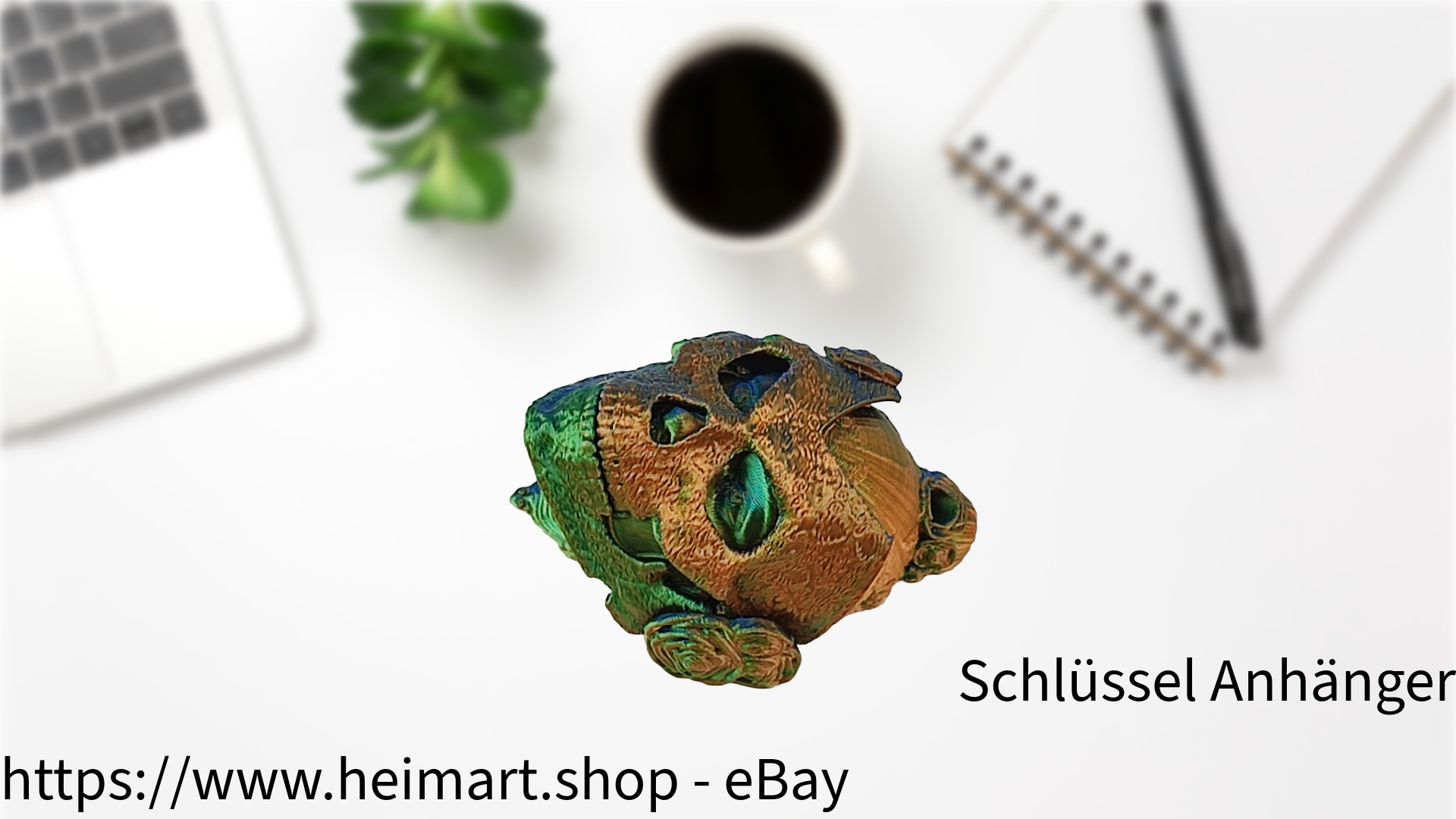 Schlüssel Anhänger - Catrina- mechanisch für Auto Rückspiegel , Schlüssel, Rucksack, etc. in Blau-Grün-Orange