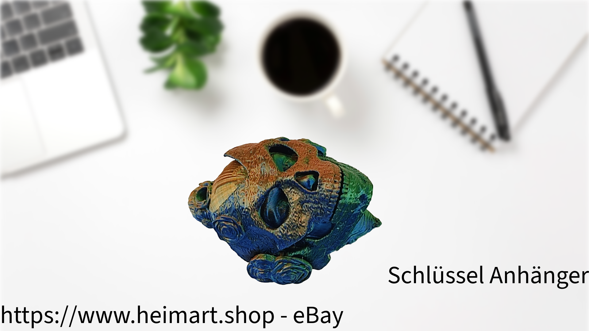 Schlüssel Anhänger - Catrina- mechanisch für Auto Rückspiegel , Schlüssel, Rucksack, etc. in Blau-Grün-Orange
