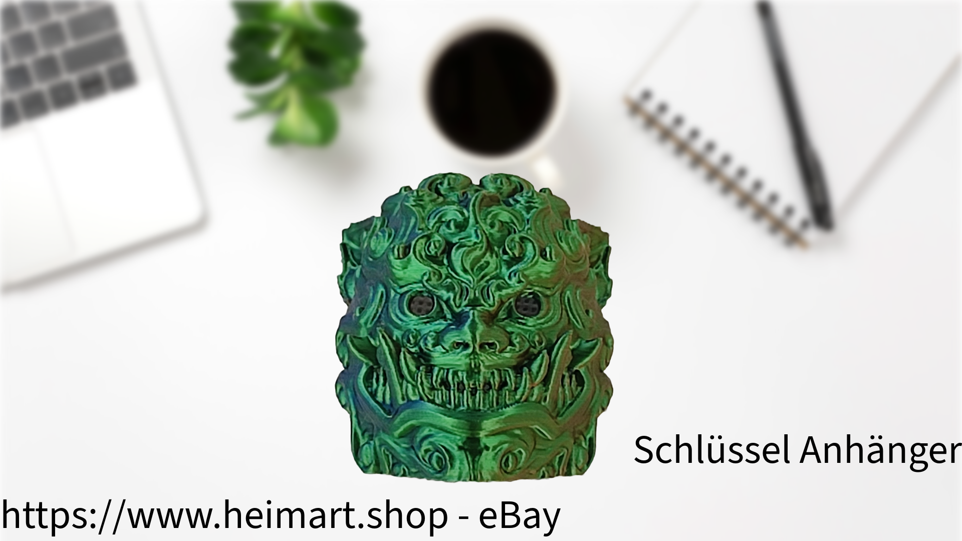 Schlüssel Anhänger - Foo Lion- mechanisch für Auto Rückspiegel , Schlüssel, Rucksack, etc. in Blau-Grün-Orange