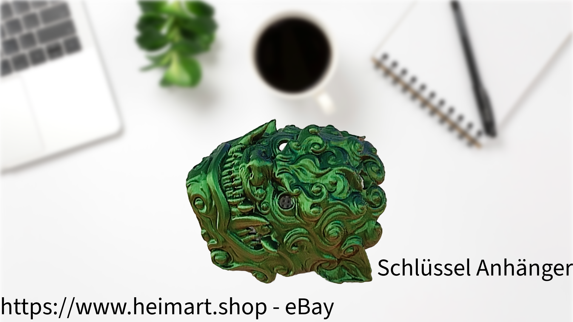 Schlüssel Anhänger - Foo Lion- mechanisch für Auto Rückspiegel , Schlüssel, Rucksack, etc. in Blau-Grün-Orange