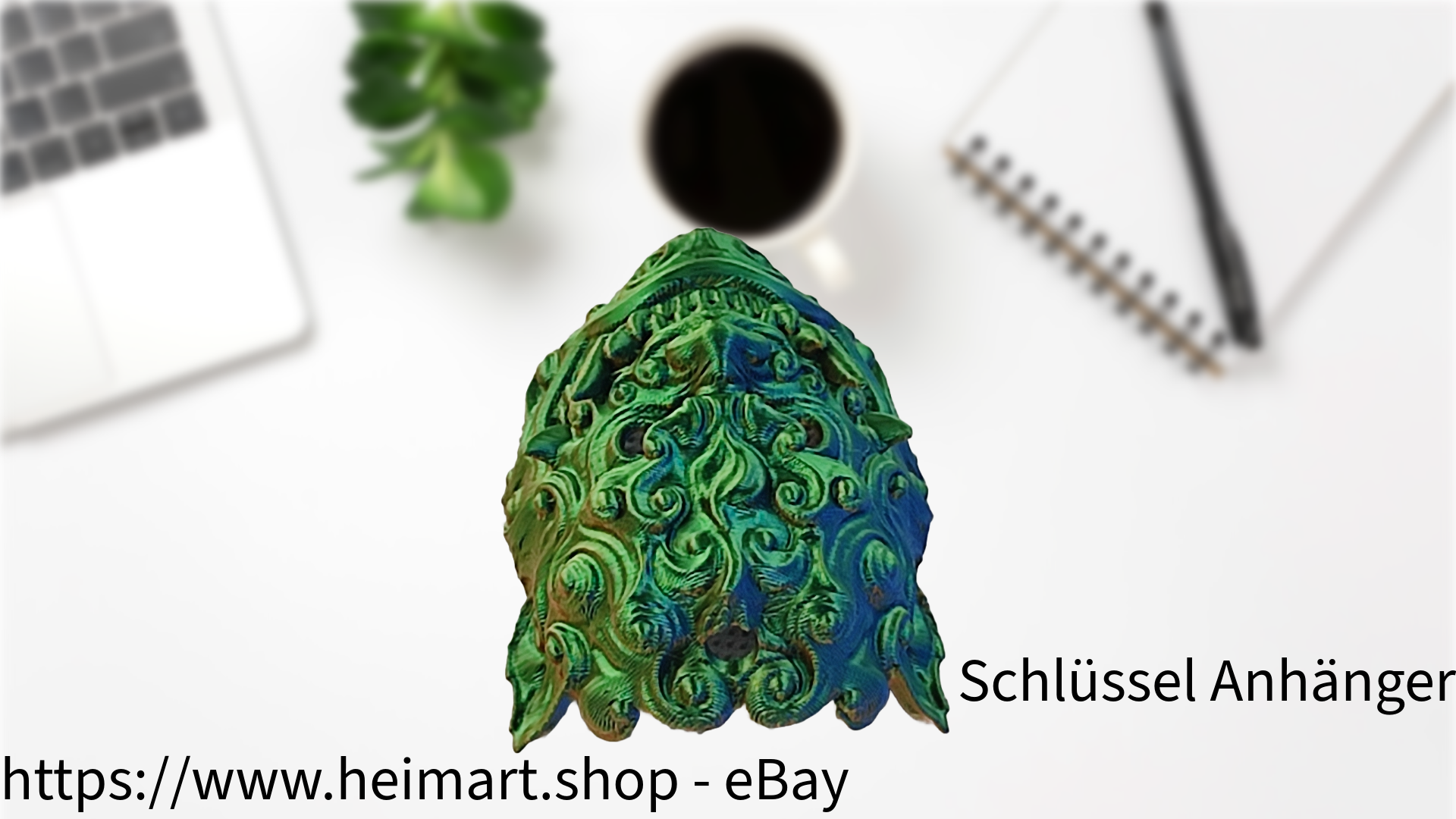 Schlüssel Anhänger - Foo Lion- mechanisch für Auto Rückspiegel , Schlüssel, Rucksack, etc. in Blau-Grün-Orange