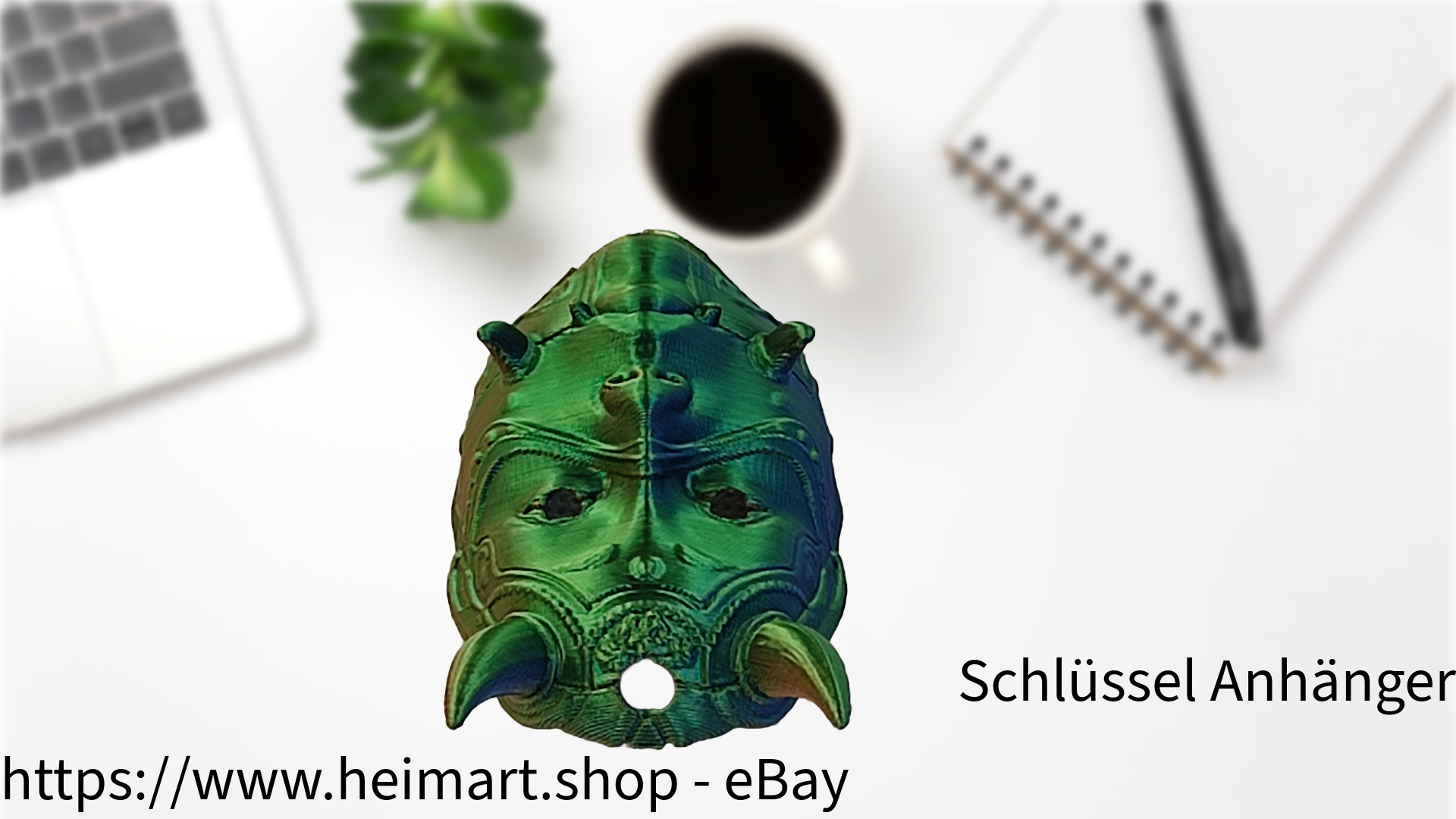 Schlüssel Anhänger - Hannja- mechanisch für Auto Rückspiegel , Schlüssel, Rucksack, etc. in Blau-Grün-Orange