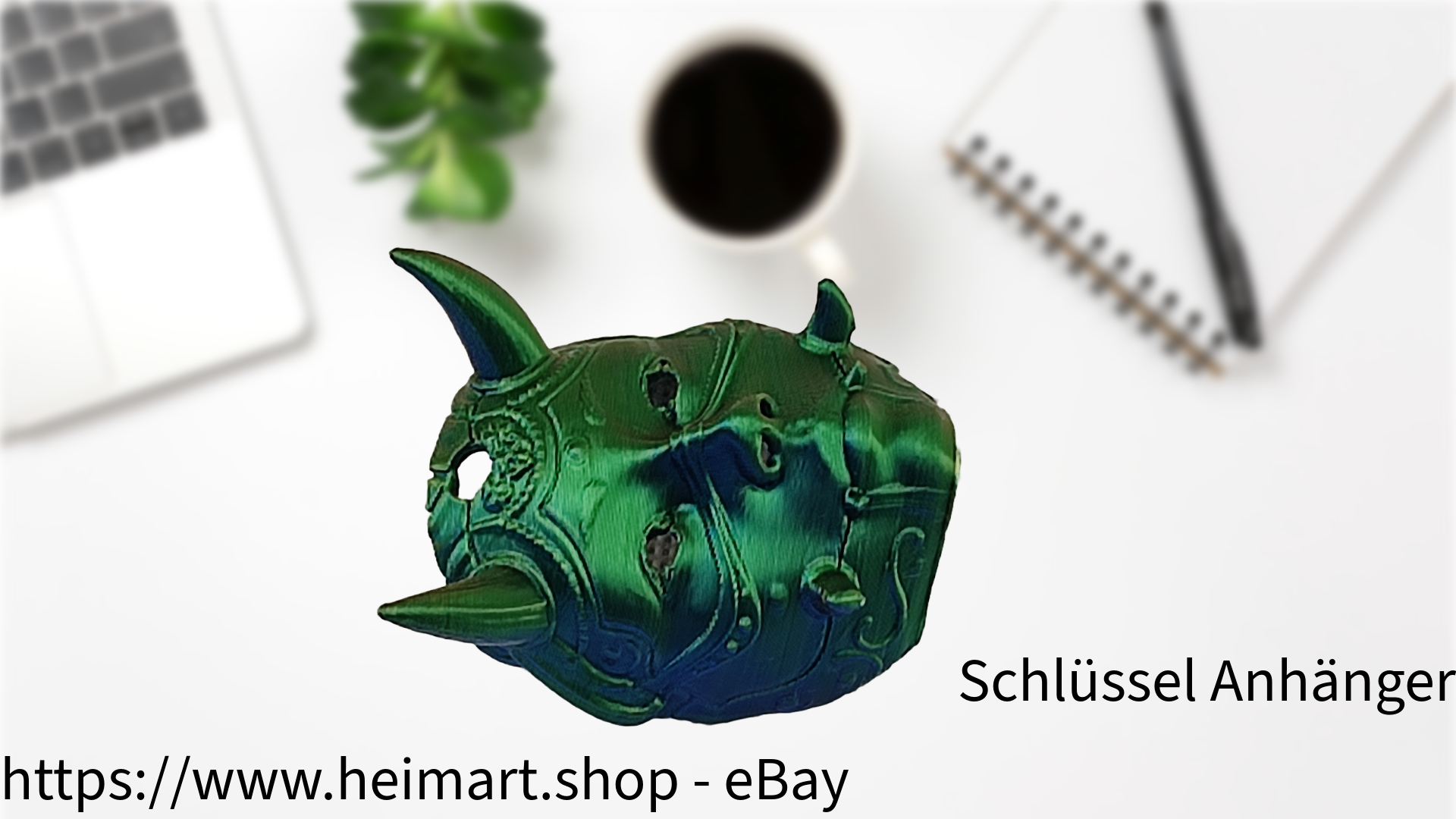 Schlüssel Anhänger - Hannja- mechanisch für Auto Rückspiegel , Schlüssel, Rucksack, etc. in Blau-Grün-Orange