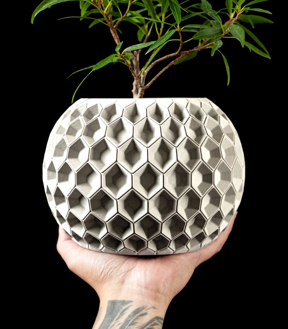 3D Design Blumentopf „Hexa Planter Pot 02“ – Moderne Vase/Übertopf aus dem Bergischen Land