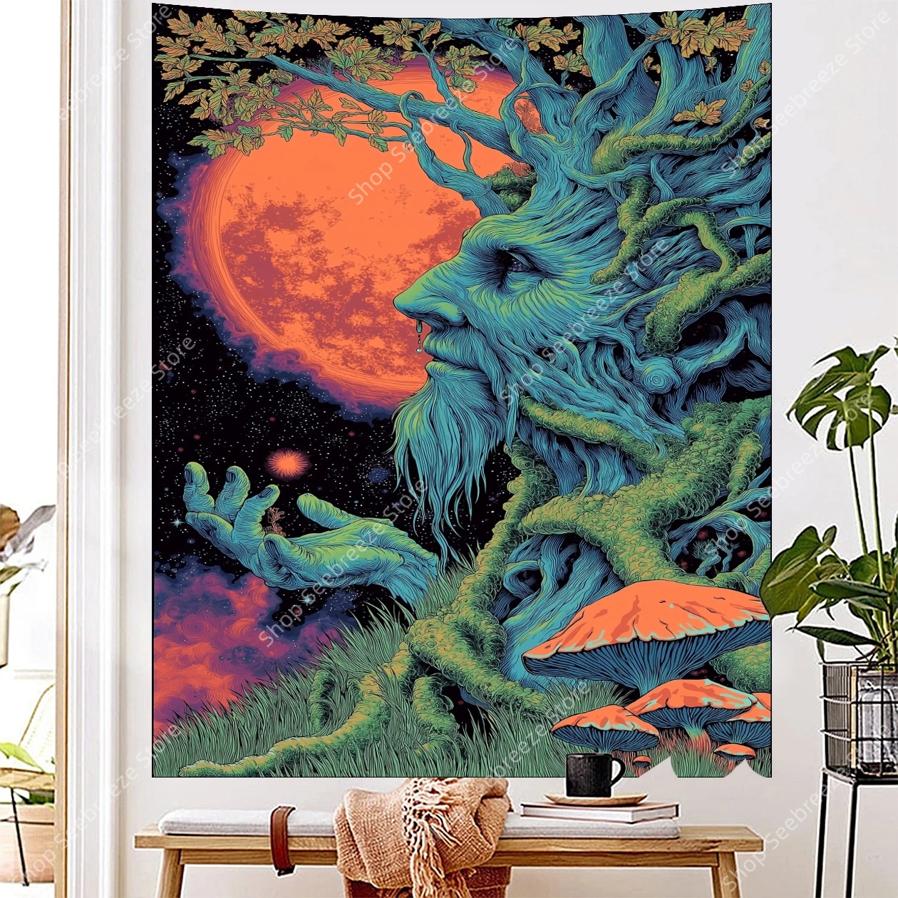 Mystical Tree Man – Fantastischer Wandteppich für ein magisches Ambiente