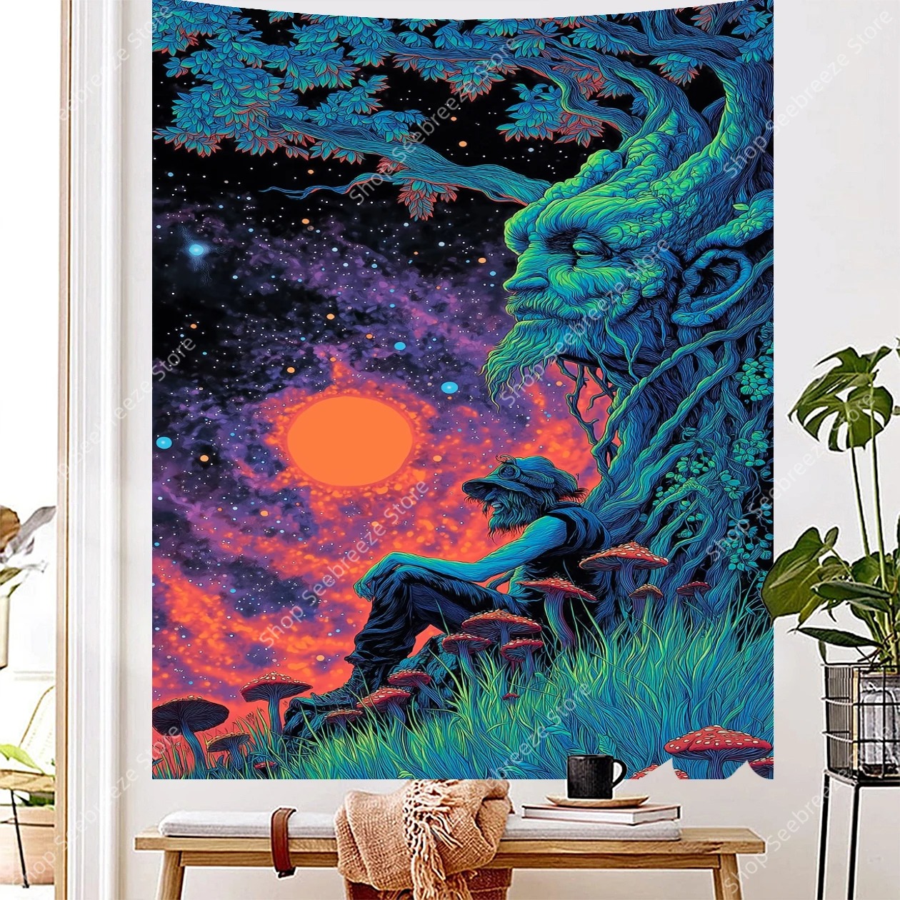 Mystical Tree Man – Fantastischer Wandteppich für ein magisches Ambiente