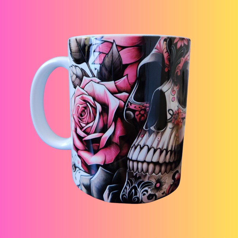 MUG MOTIF SKULL & FLOWERS