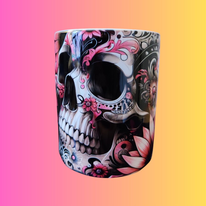 MUG MOTIF SKULL & FLOWERS