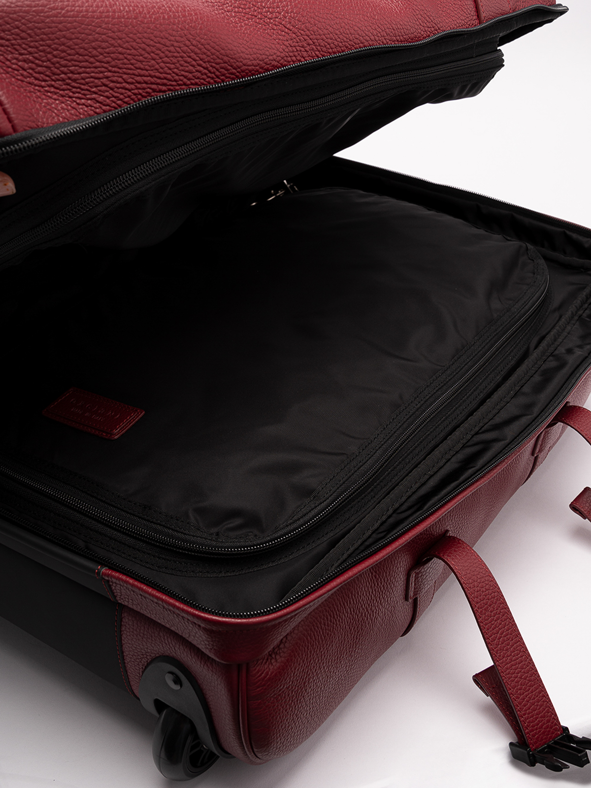 Orciani Trolley Micron due ruote in pelle rubino