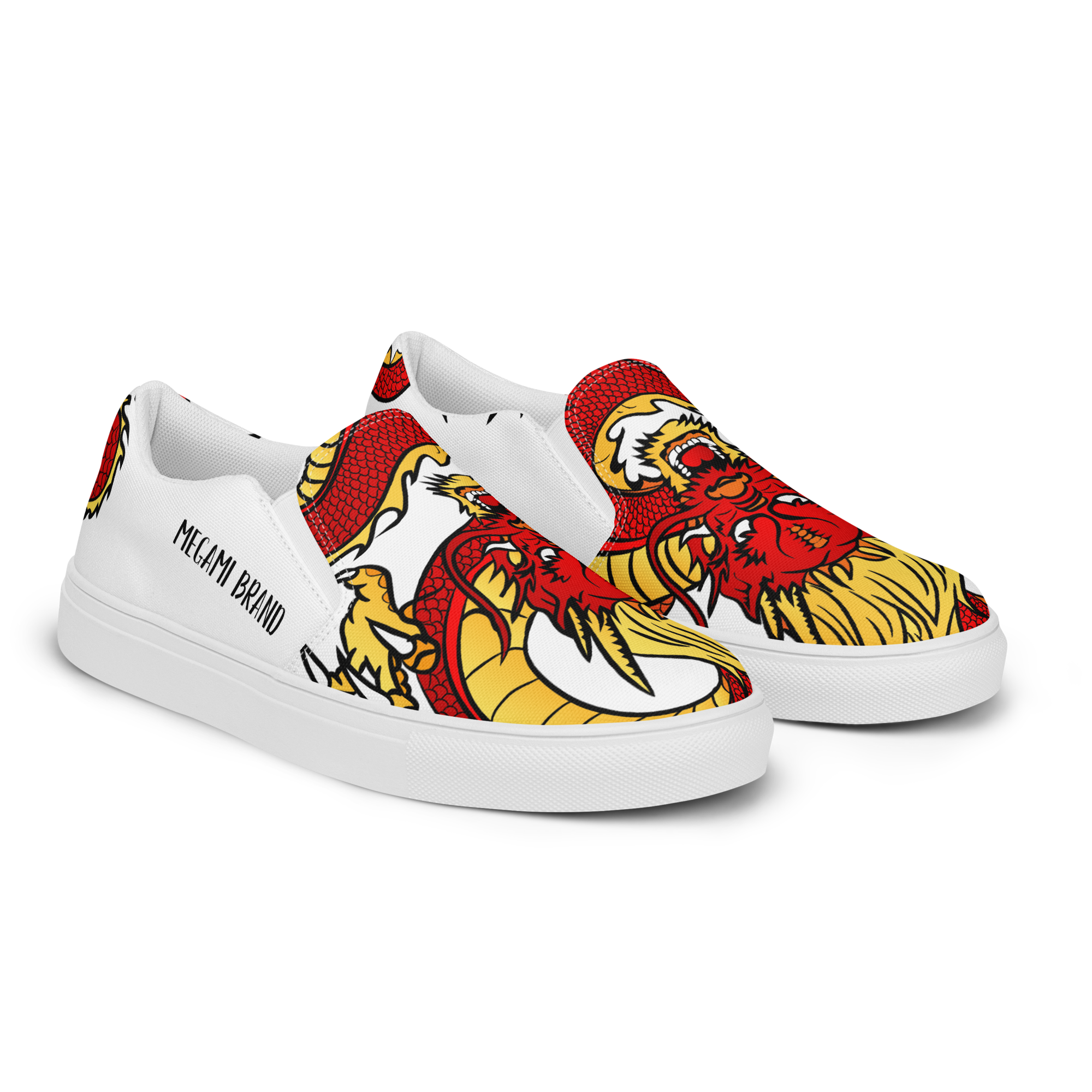 Dragon print slip-on sneakers