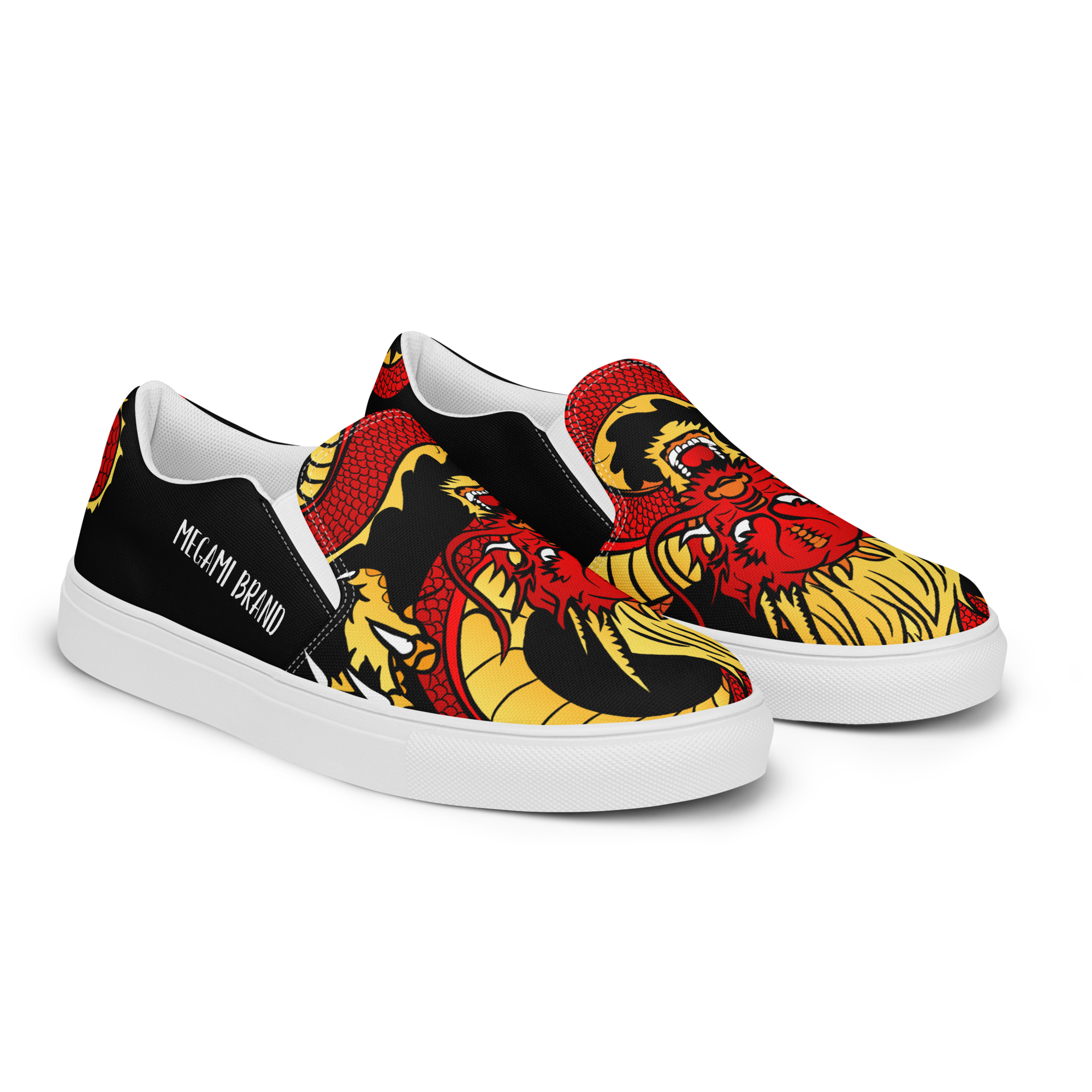 Dragon print slip-on sneakers