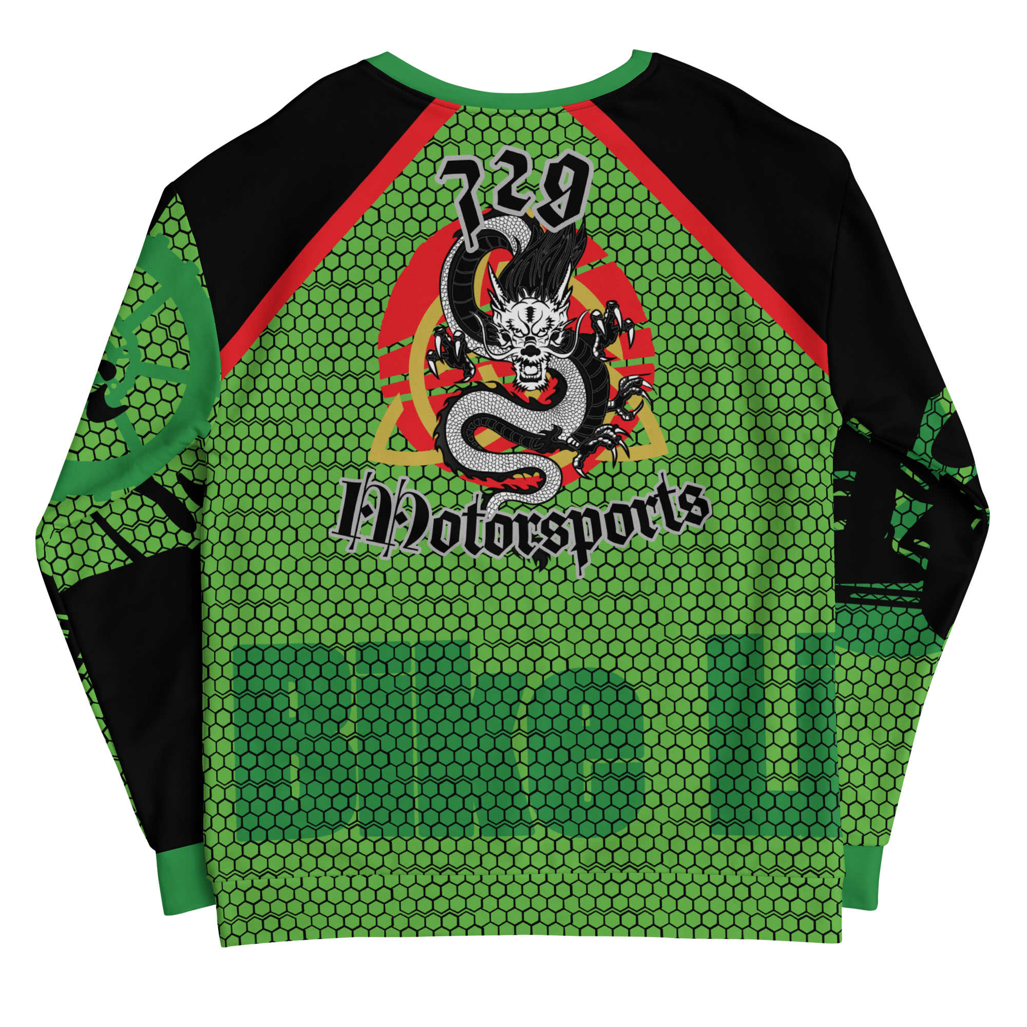 729 Motorsports Sweatshirt | Green Hexagon Patterned Sweatshirt | Bike Life
