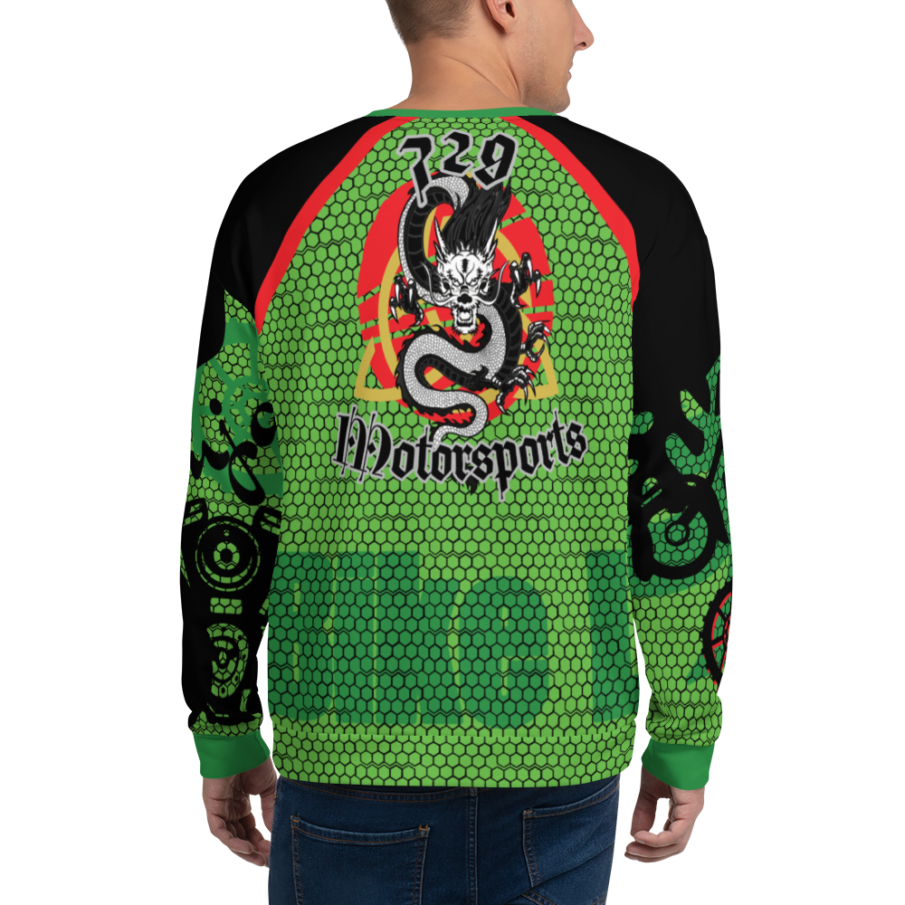729 Motorsports Sweatshirt | Green Hexagon Patterned Sweatshirt | Bike Life