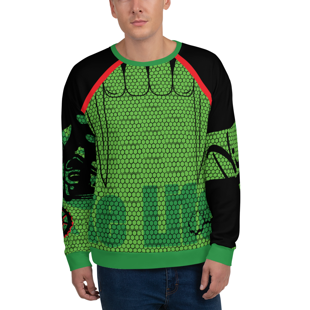 729 Motorsports Sweatshirt | Green Hexagon Patterned Sweatshirt | Bike Life