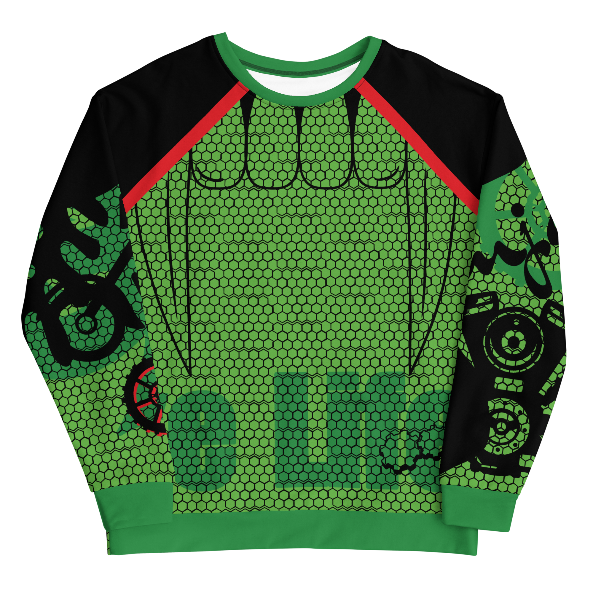 729 Motorsports Sweatshirt | Green Hexagon Patterned Sweatshirt | Bike Life